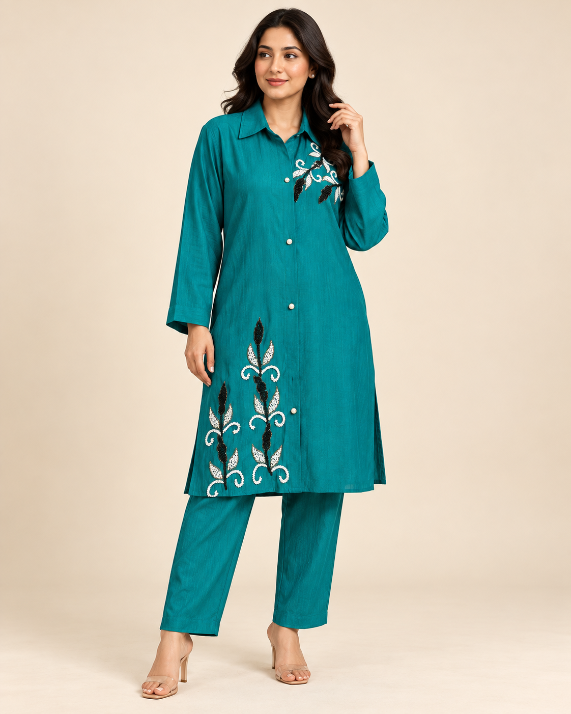 Karachi Cord Set With Embroidery Work