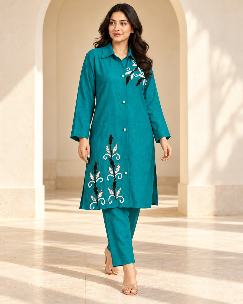 Karachi Cord Set With Embroidery Work