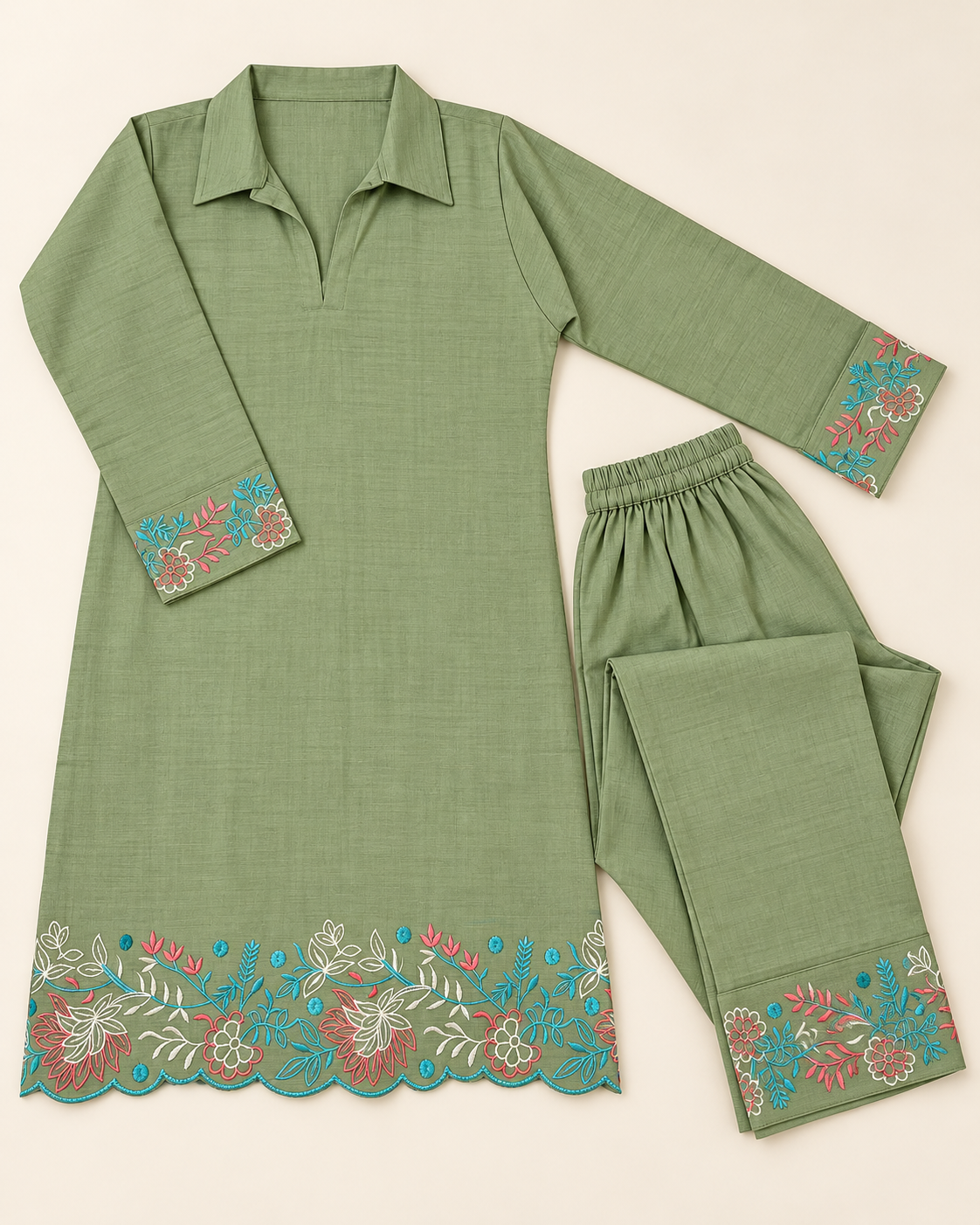 Karachi co-ord set with embroidery