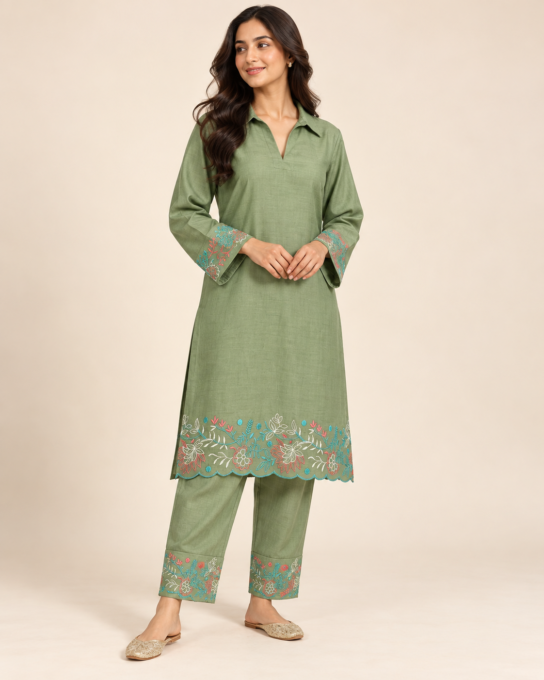 Karachi co-ord set with embroidery