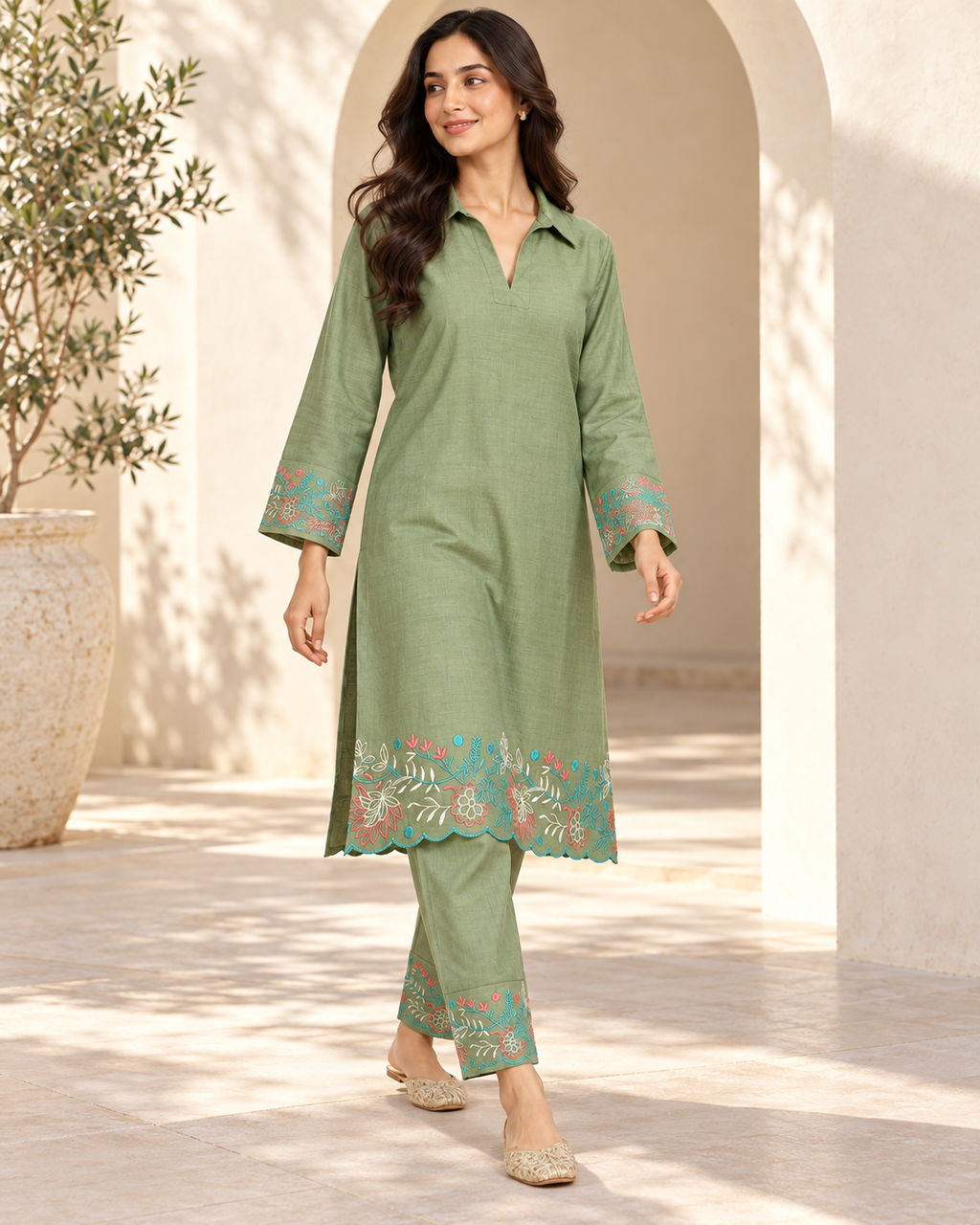 Karachi co-ord set with embroidery - Nazakat Collection