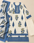 Pure Cotton 3 piece suit with Lace work