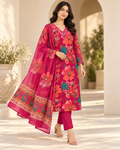 Pure Muslin 3 piece Suit with long Dupatta