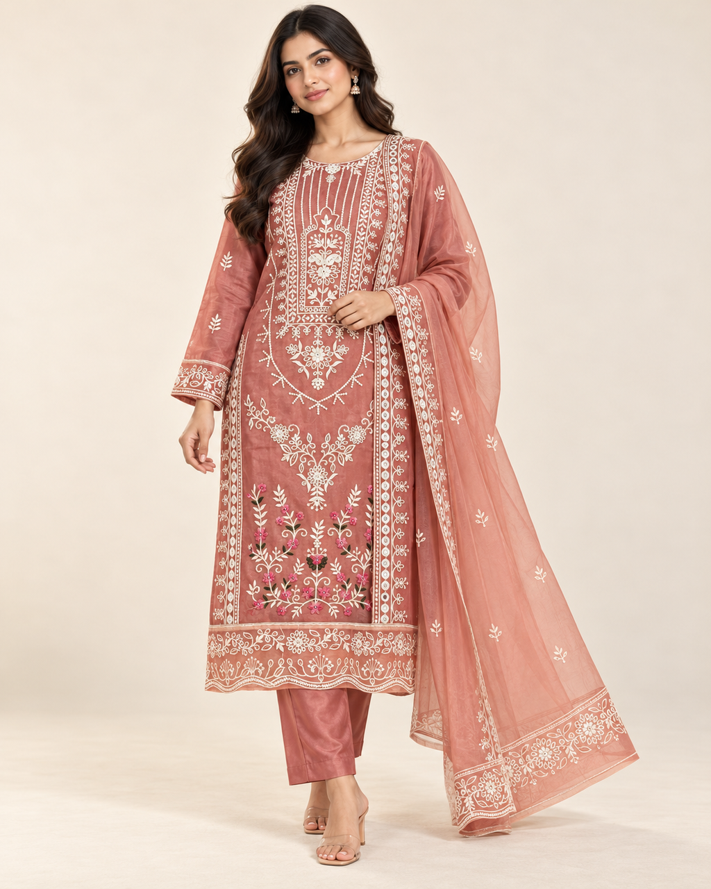Pure Organza Designer Suit With Dupatta