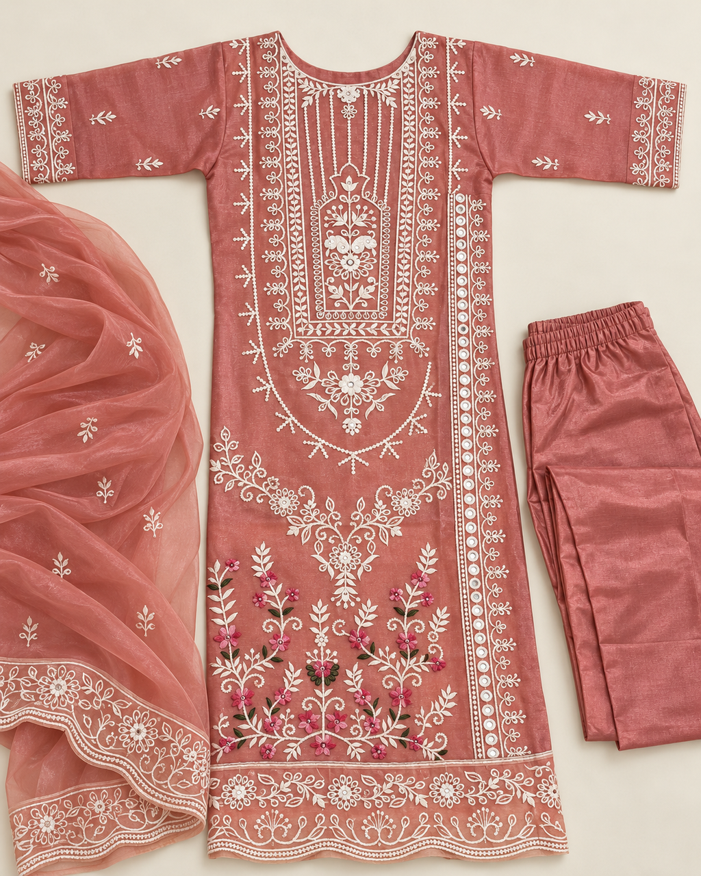 Pure Organza Designer Suit With Dupatta