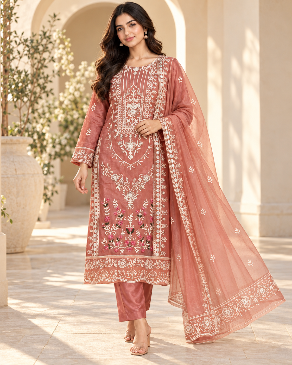 Pure Organza Designer Suit With Dupatta