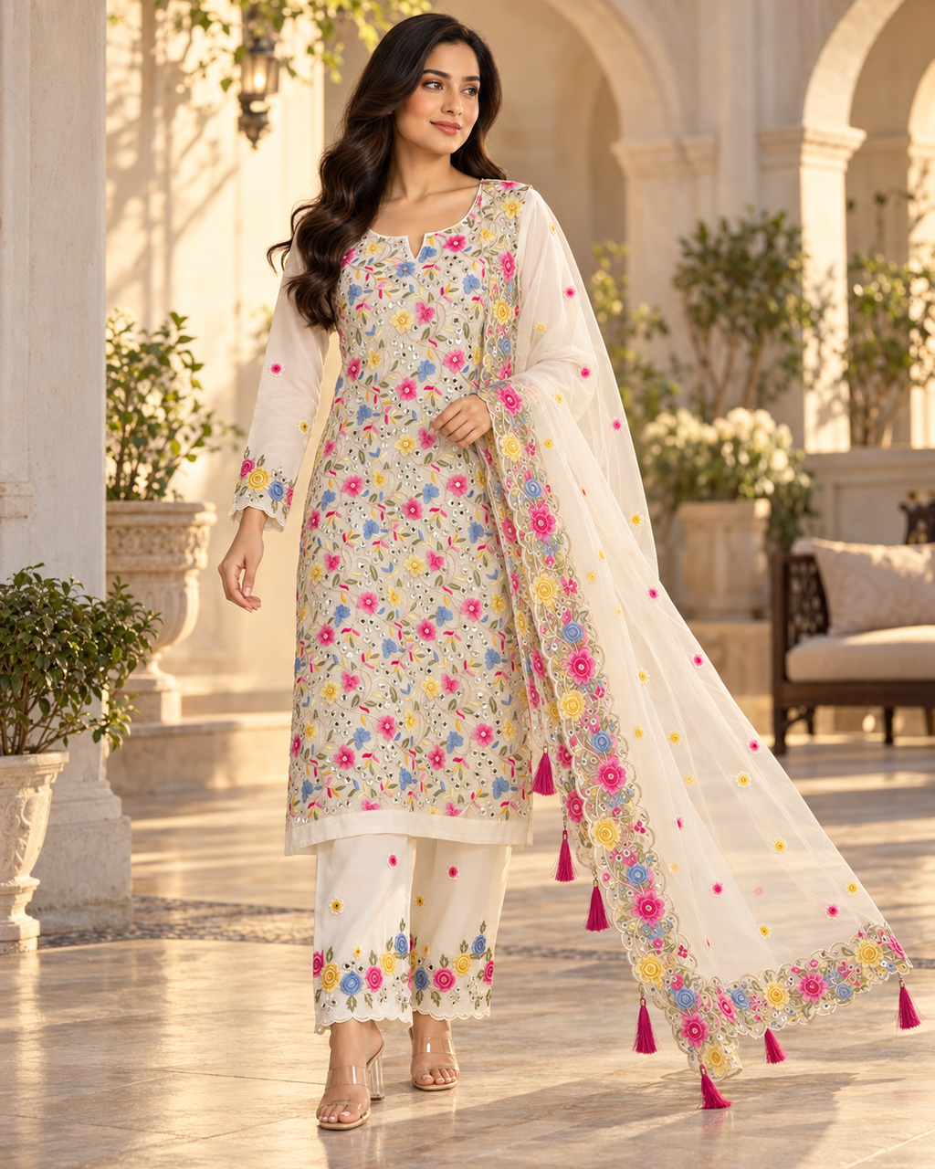 Georgette Heavy Designer Suit With Net Dupatta