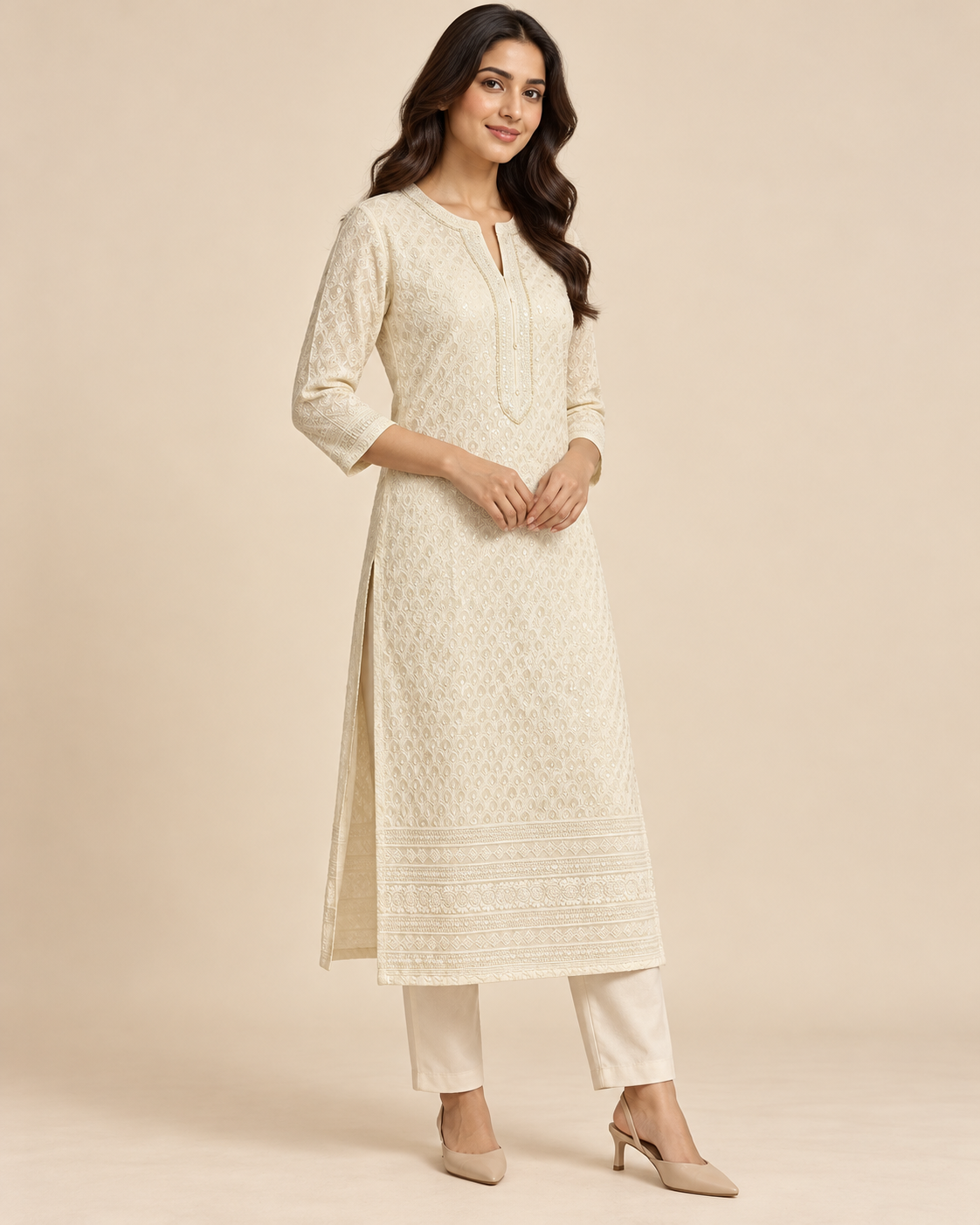 Long Chickenkari Kurti